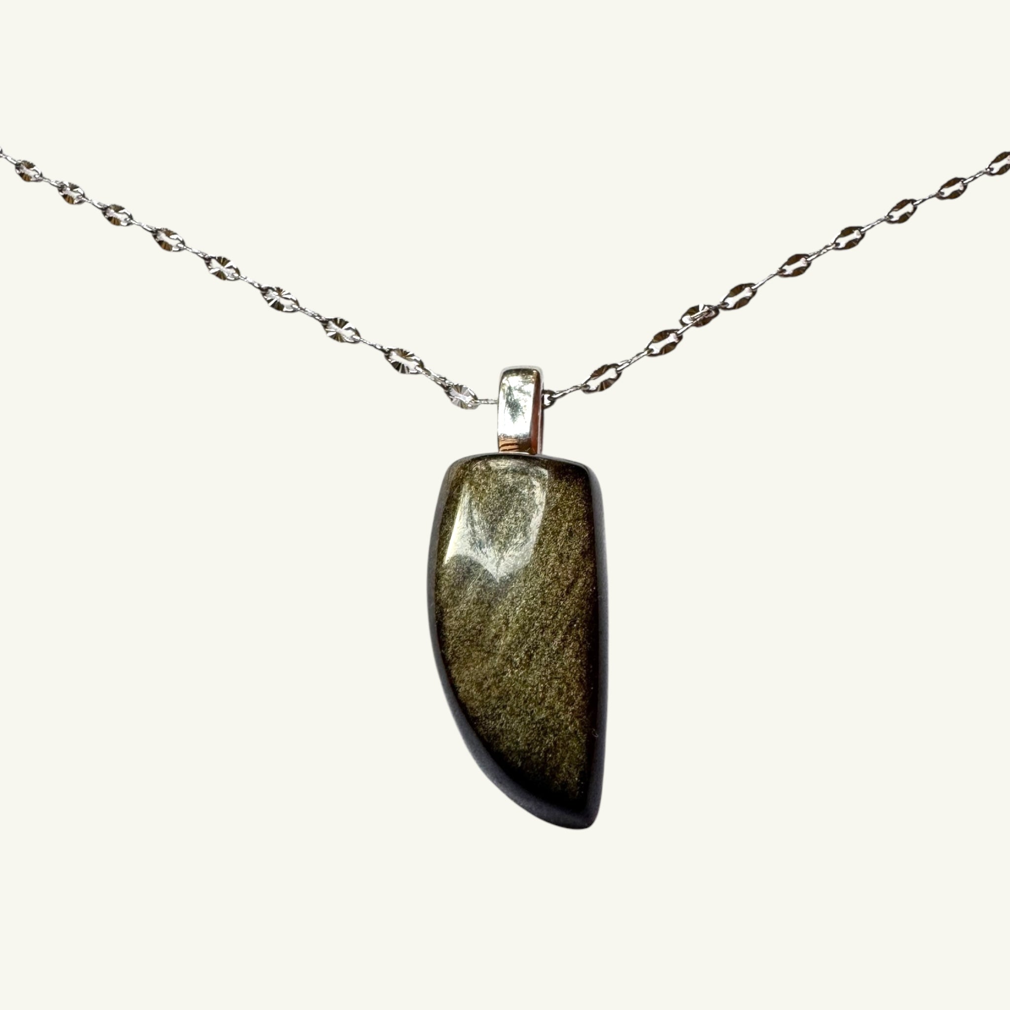 Collana ossidiana oro 23x11 mm Sharifa Crystals